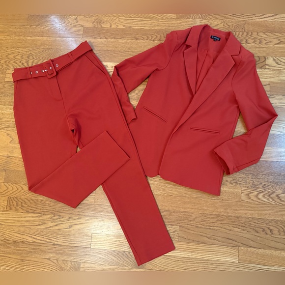 NWT Women's Suit 2 Piece Set Office Blazer and High Waist Pants Dressy Outfit - Picture 8 of 16